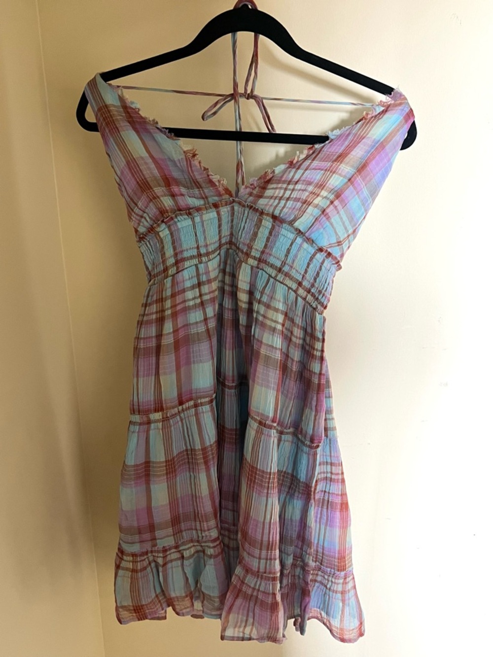 Plaid Pastel Tie-Back Sundress